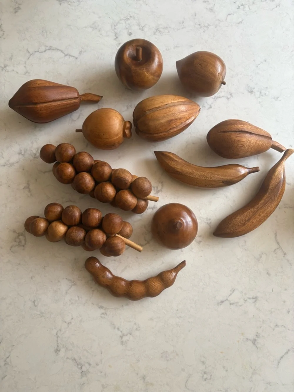 MCM Handcrafted Wooden Fruit Decor Set in Brown - Home Kitchen Accent